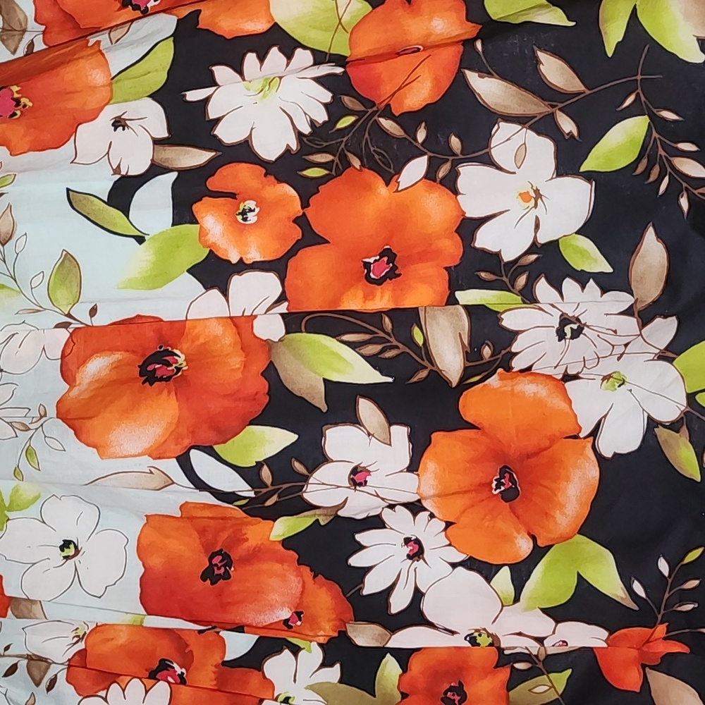 New Talbots All Cotton Pin Tuck Floral Red Poppy Fully Lined Midi Skirt 18 - Picture 11 of 13